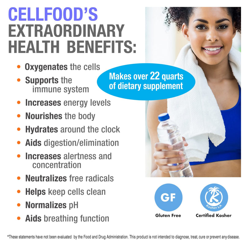 [Australia] - Cellfood Liquid Concentrate, 1 fl oz - Oxygen + Nutrient Supplement - Supports Immune System, Energy, Endurance, Hydration & Overall Health - Gluten Free, Non-GMO, Cert. Kosher - Makes Over 22 Quarts 