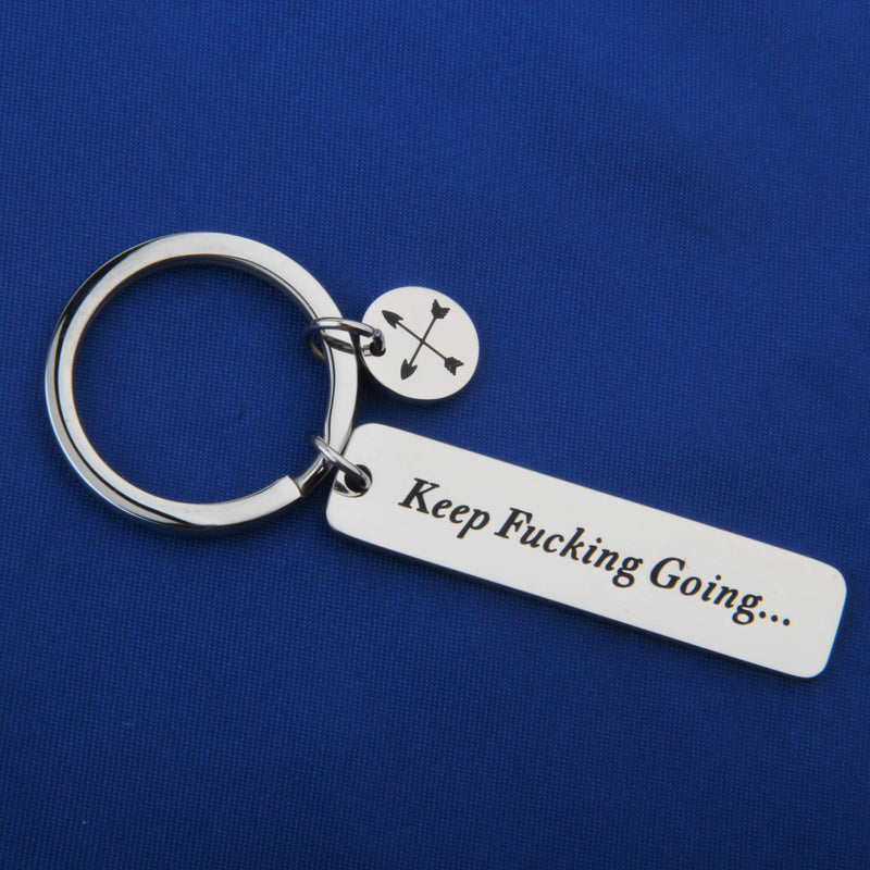 [Australia] - FEELMEM Inspirational Gifts Keep Fucking Going Keychain Arrows Charm Recovery Jewelry Encouragement Gift for Best Friend Cancer Awareness Gifts silver 