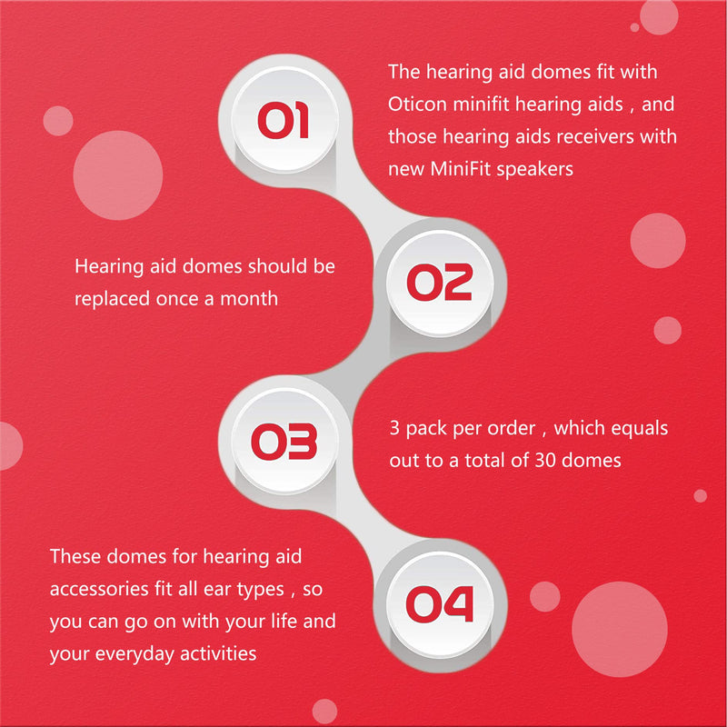[Australia] - Hearing Aid Domes for Oticon Minifit Bass 8mm Double Vent（3 Pack）,Universal Domes for Oticon Hearing Aid Supplies 