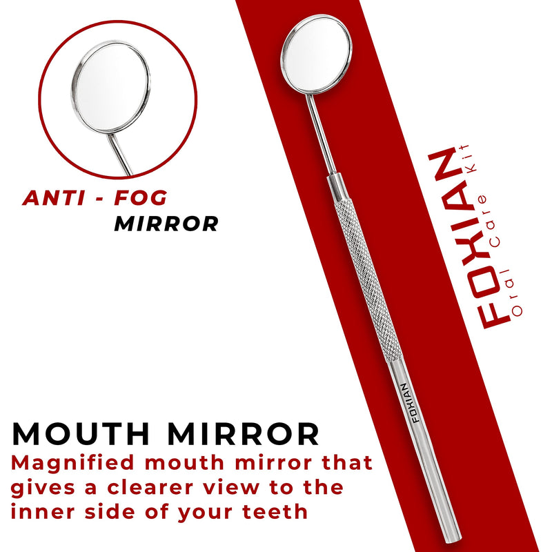 [Australia] - FOXIAN Professional 5 Pcs Oral Plaque Remover for Teeth Stainless Steel Tooth Picks Tartar Cleaner for Teeth Whitening & Oral Care Kit for Men Women Pets in Leather Pouch (5 Pcs) 