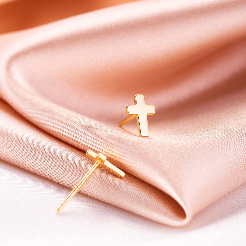 [Australia] - Sterling Silver Stud: 925 Small Infinity Cross Cute Hypoallergenic Stud Earrings Jewelry for Women Girls Teen Kids Gold Cross 