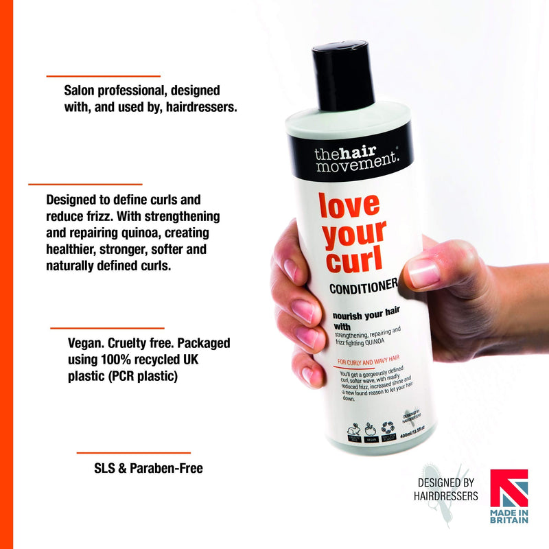[Australia] - The Hair Movement - Love Your Curl Conditioner (400ml) - Define Curls, Reduce Frizz, Repair Damage - Cruelty-Free, Vegan, 100% Recycled UK Plastic 400 ml (Pack of 1) 