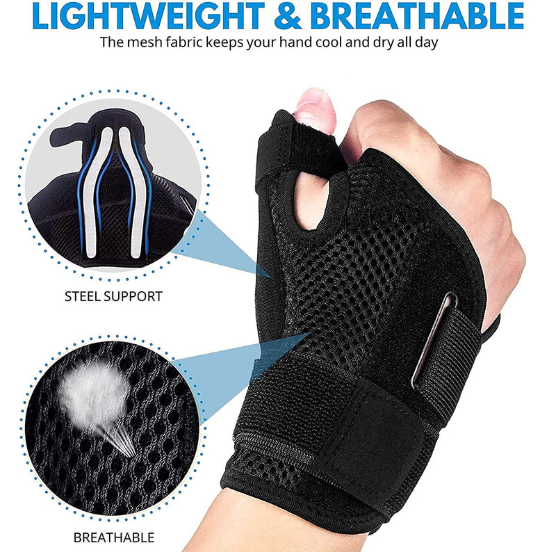 [Australia] - DropSky [4 Pieces] Gel Wrist Thumb Support Braces Soft Waterproof, Relief Pain Carpal Tunnel, Arthritis Thumb, Fits Both Hands, Lightweight, Therapy Rubber-Latex, Stabilizer Support (Fabric Black) 
