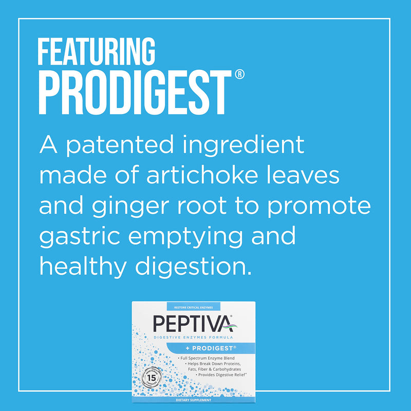 [Australia] - Peptiva Digestive Enzyme Supplement + ProDigest - Helps with Bloating, Gas, Constipation - 15 Count 