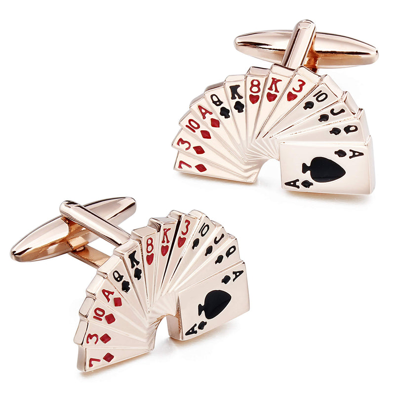 [Australia] - HAWSON Rose God Poker Cufflinks Tuxedo Studs Set for Men 