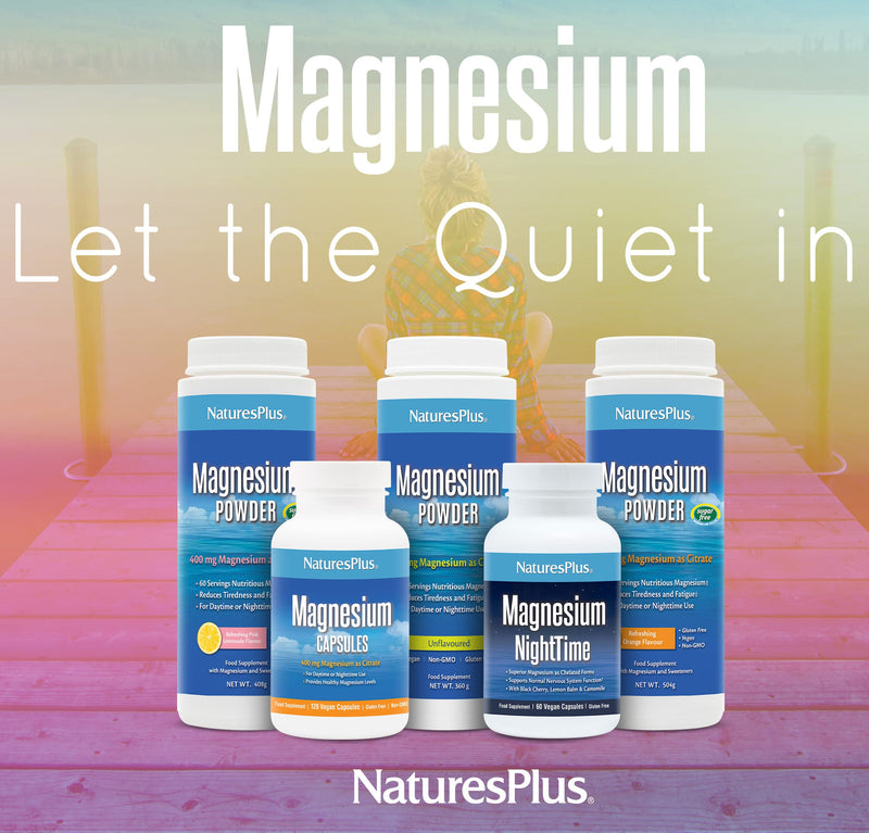 [Australia] - NaturesPlus Magnesium Nighttime - Magnesium Glycinate and Taurate Supplement with L-Theanine, Ashwagandha, Lemon Balm, B6, Hops - Vegan, Gluten Free - 60 Capsules 