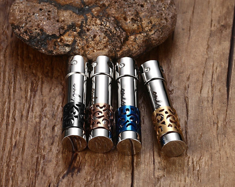 [Australia] - VNOX Stainless Steel Cylinder Urn Pendant Necklace for Memorial Human Being Cremation Ashes,Free Chain 4 Color/Set 