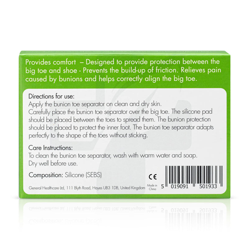 [Australia] - General Healthcare Bunion Gel Toe Corrector - Straightens Separates and protects (1 Pair / 2 Bunions) 1 Pack 