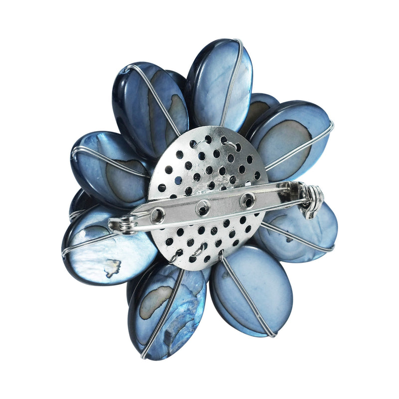 [Australia] - AeraVida Blue Mother of Pearl and Cultured Freshwater Pearl Sweet Azalea Floral Pin or Brooch 