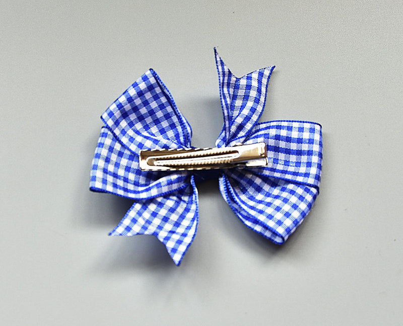 [Australia] - PrettyBoutique Pair of 3 Inches Girls School Gingham Flat Fan Bow Hair Alligator Clips Bobbles Elastics Ties (4.8cm Alligtor Clips, Bottle Green) 1 Pair (Pack of 1) 