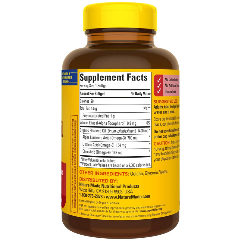 [Australia] - Nature Made Flaxseed Oil 1400 mg Softgels, 100 Count for Heart Health Support 100 Count (Pack of 1) 