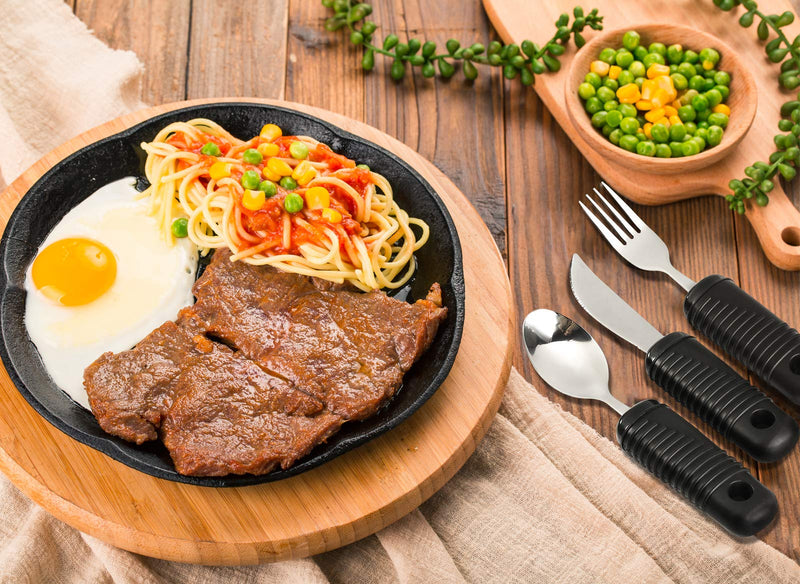 [Australia] - YPC Adaptive Utensils,Easy Grip Silverware,Built-Up Fork,Spoon and Rocker Knife for Adults,Elderly,Arthritis,Tremors and Parkinsons,3 Piece Set Utensil Set 