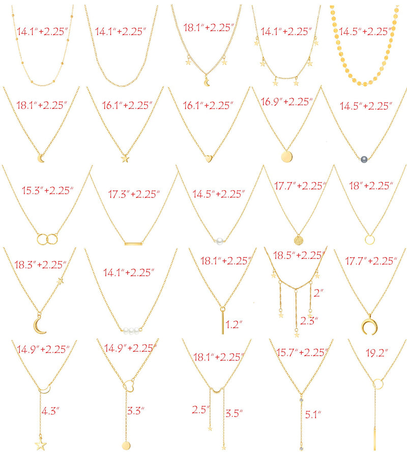 [Australia] - Honsny 25 Pieces Layered Choker Necklaces for Women Gold Multilayer Necklaces Set Adjustable Dainty Moon Star Coin Bar Pearl Pendant Necklaces Jewelry for Valentine’s Day Birthday Gifts Style-A 