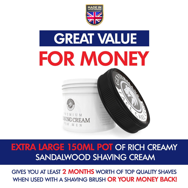 [Australia] - Shaving Cream - Luxury Sandalwood Shave Cream From Gentlemans Face Care Club - Large 90 Day Supply 150ml Pot + 100% Money Back Guarantee 