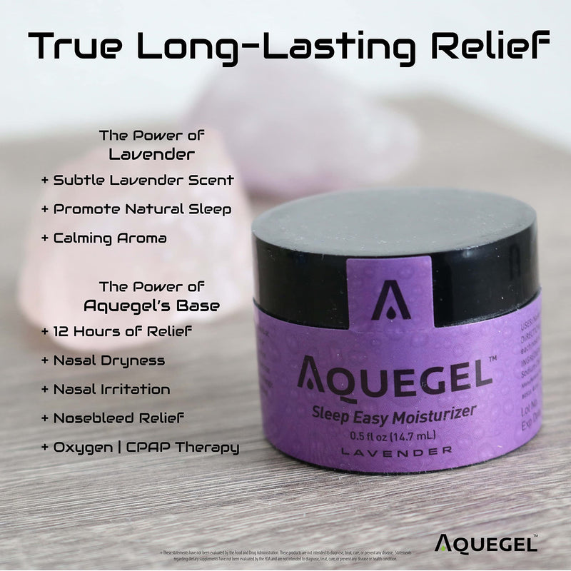 [Australia] - Aquegel Nasal Moisturizer+Lavender (Sleep Easy), 12-Hour Nasal Dryness Relief, Water Based Nose Gel, Oxygen Therapy Nasal Moisturizer, Dry Nose, Nasal Dryness, Nosebleeds, CPAP, Natural Sleep Remedy 