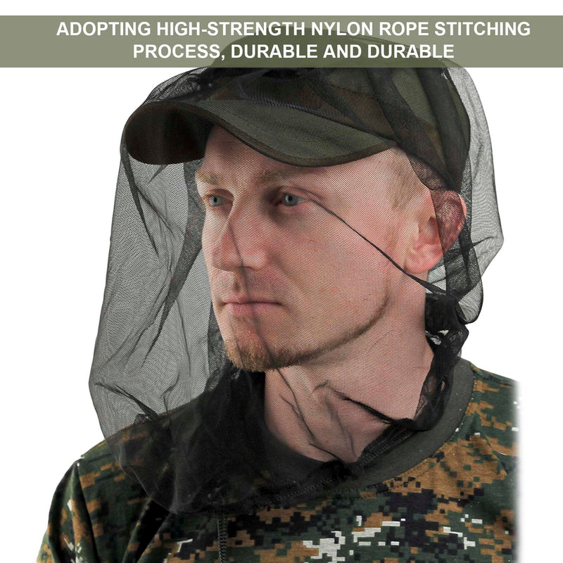 [Australia] - GWAWG 4 PCS Midge Head Net Nylon Mosquito Head Net Cover Fine Mesh Insect Netting for Travelling Hiking Camping Climbing,Black and Green 