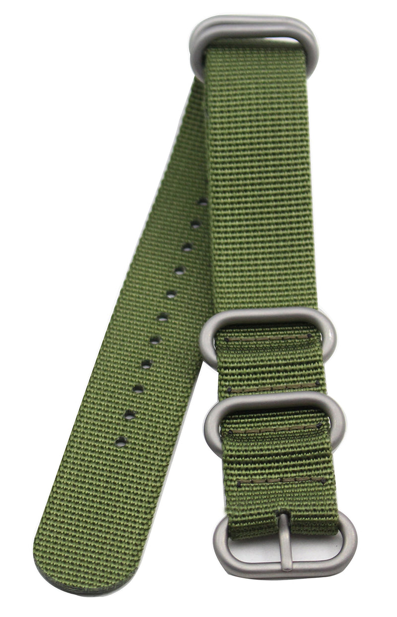 [Australia] - ArtStyle Watch Band with 1.5mm Thickness Quality Nylon Strap and Heavy Duty Brushed Buckle Armygreen 18mm 