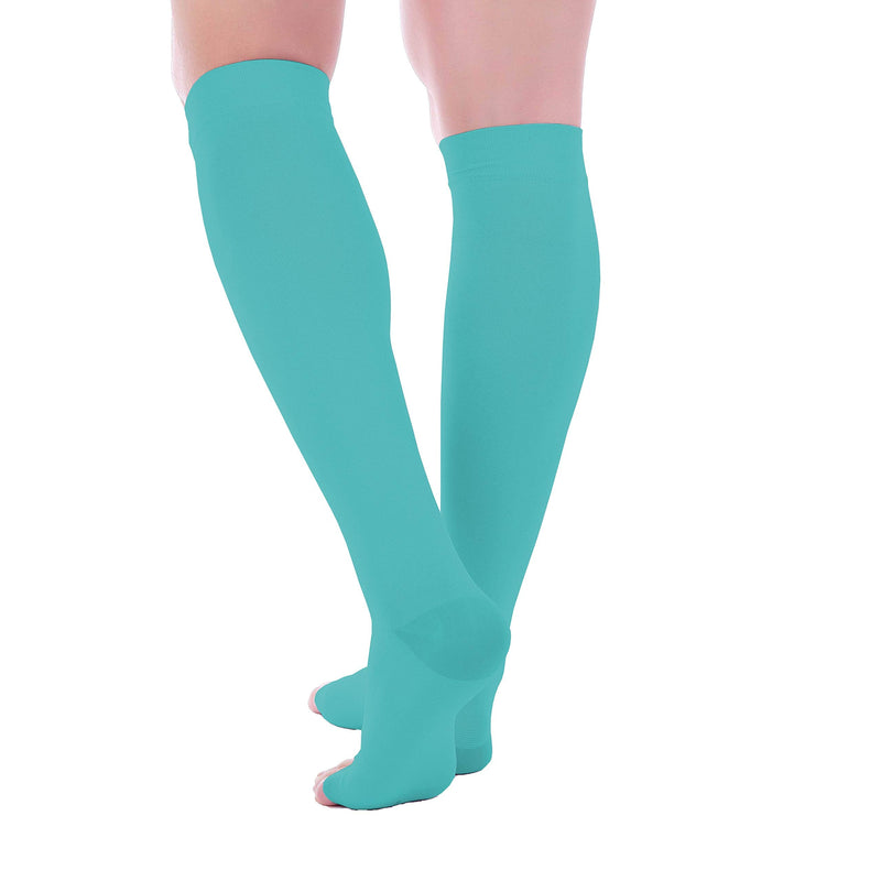 [Australia] - Doc Miller Toeless Compression Socks Women Men - 1 Pair 20-30mmHg, Recovery from Shin Splints, Joints Inflammation 3x-Large Tall Teal 