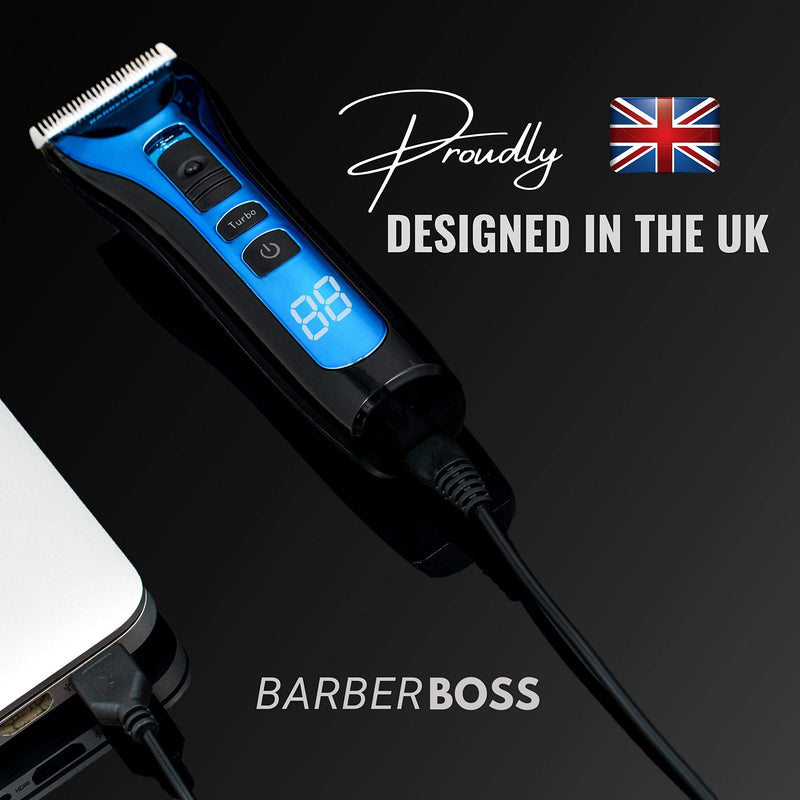 [Australia] - BarberBoss Professional Hair Clippers for Men Kids Family, Waterproof Hair Trimmer Cordless Rechargeable Led Display Three Speed Adjustment Electric Ceramic Blades Hair Clippers Beard Trimmer Cordless 