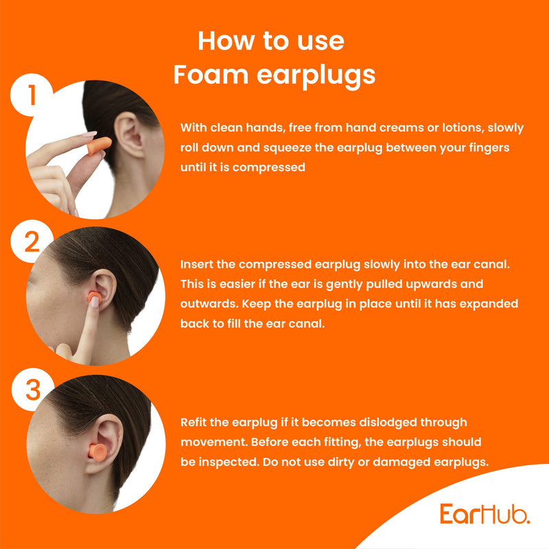 [Australia] - EarHub Premium Soft Foam Orange Earplugs 30 Pairs. Hearing Protection 34dB. Ear Plugs Best Used for Sleep. Also Used for Travel, Work, Study & Concerts 