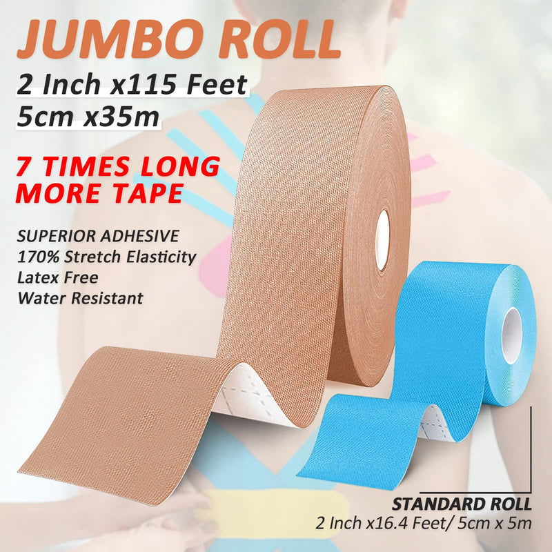 [Australia] - PHYTOP K Tape Kinesiology Tape Continuous Roll, Elastic Physiotherapy Tape Water Resustant (5cm x 35m), Sports Tape Kinesiology for Muscle Injuries (Blue) 