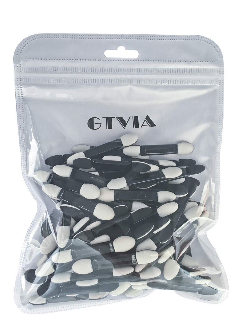 [Australia] - GTVIA 100 Pack Disposable Double Sided Sponge Makeup Eyeshadow Brush Tipped Cosmetic Makeup Eye shadow Applicators Brush (Black and White) Black and White 