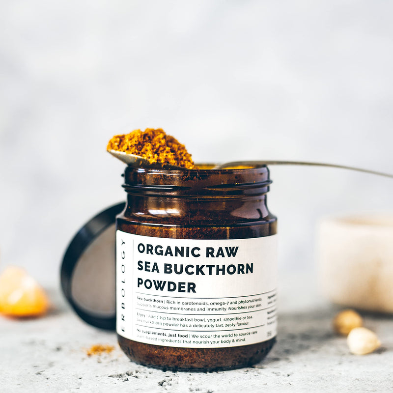 [Australia] - 100% Organic Sea Buckthorn Powder 35g - Seeds Removed, More Concentrated - Rich in Omega-7, Vitamin C and Beta-carotene - Straight from Farm - Raw, Vegan and Gluten-Free - Non-GMO - Recyclable Glass Jar 