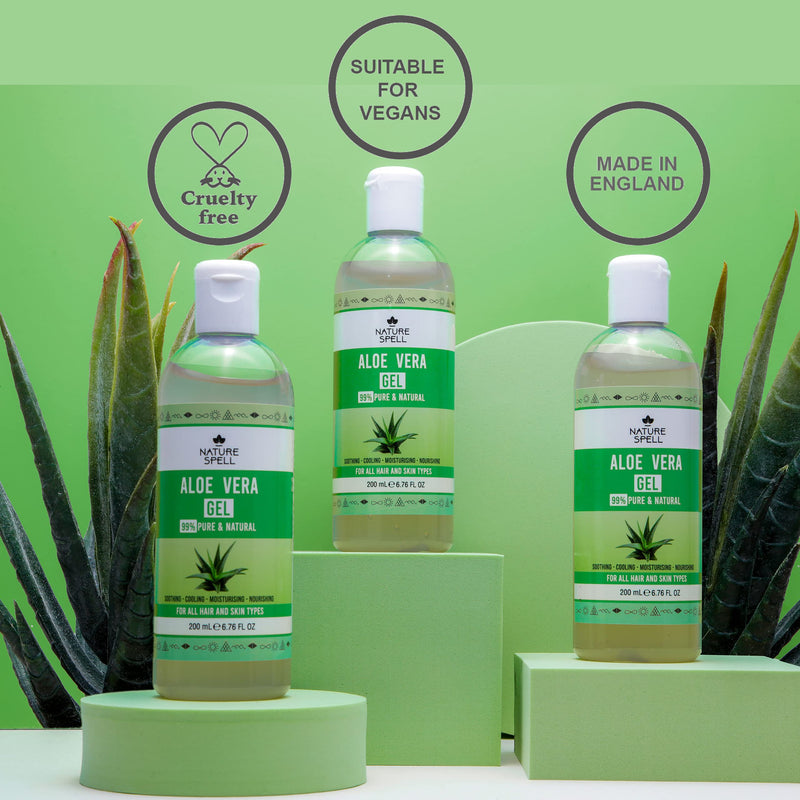 [Australia] - Nature Spell Aloe Vera Gel 99% Pure 200ml – Soothing & Hydrating - For All Hair & Skin Types - Made In The UK, 100% Vegan 