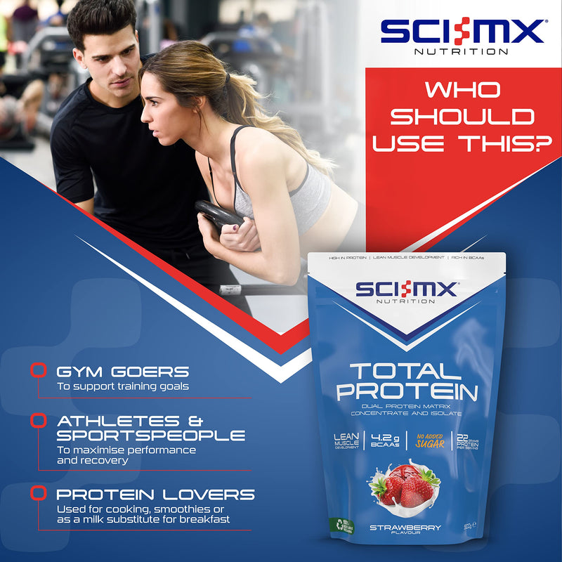 [Australia] - SCI-MX Total Protein Duo Protein Muscle Building & Recovery Blend Powder With Naturally Occurring Glutamine & Amino Acids - Strawberry Flavour - 900G - 30 SERVINGS 