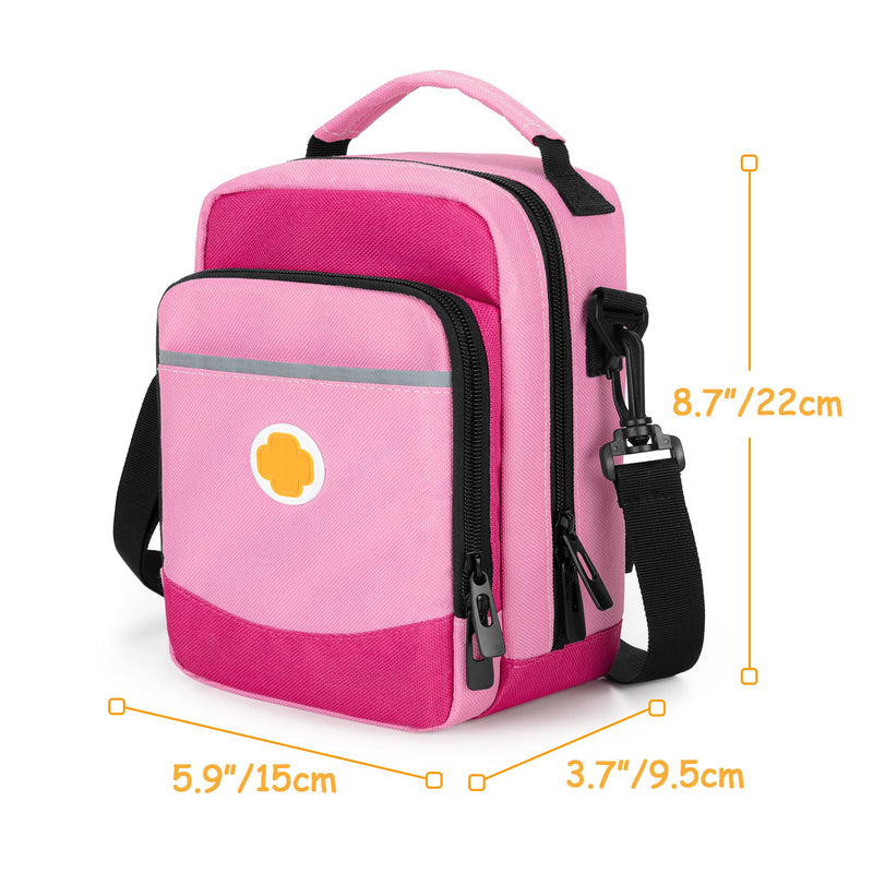 [Australia] - CURMIO EpiPen Carrying Case for Kids, Insulated Medicine Bag for Epi Pens, Auvi-Q, Asthma Inhaler, Spacer, Pink (Bag Only, Patented Design) 