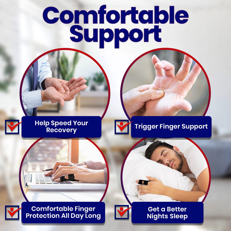 [Australia] - Finger Brace Trigger Finger Splint - Straighten Broken or Bent Fingers & Thumbs. Mallet Finger Splint for Stenosing Tenosynovitis Finger Pain Relief or Locking Finger Tendon. Finger Stabilizer 2 Pack Fits Most 