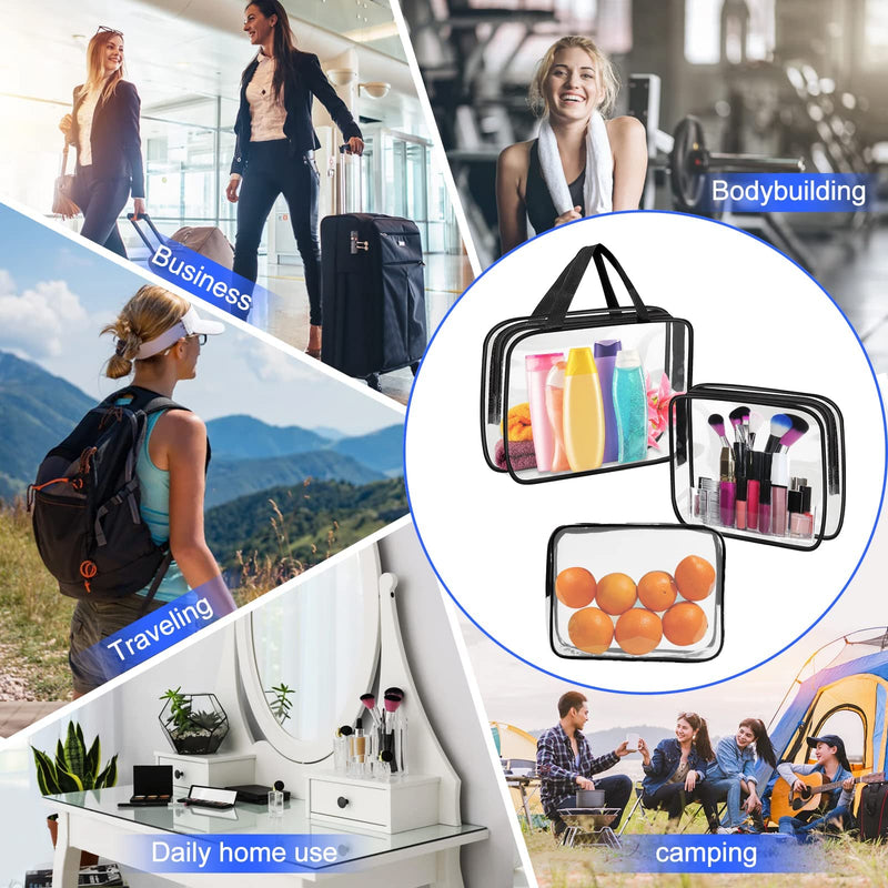 [Australia] - Clear Toiletries Bag, Funnasting 3 in 1 Waterproof Toiletry Travel Bag Clear PVC Travel Bag Wash Bag Makeup Bag Travel Business Bathroom for Men, Women and Kids Small Medium Large 3PCS 