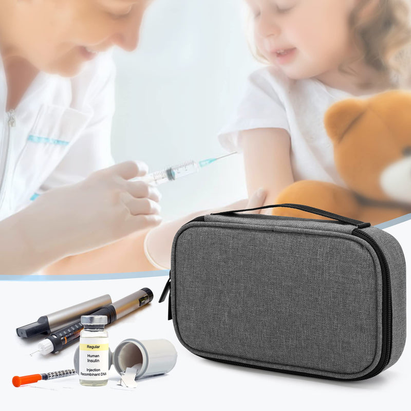 [Australia] - Yarwo Insulin Cooler Travel Case for Kid and Adult, Diabetic Organizer with 2 Ice Packs for Insulin Pens and Other Diabetic Supplies, Grey 