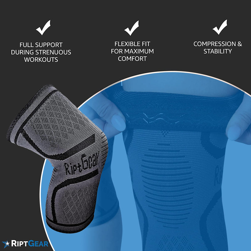 [Australia] - RiptGear Knee Compression Sleeve - Knee Braces for Knee Pain - Compression for Arthritis, Meniscus Tear, Running - Knee Support for Women and Knee Brace for Men - Running Knee Brace, Knee Sleeves Weightlifting (Small, Gray (1 Pack)) Small Gray (1 Pack) 
