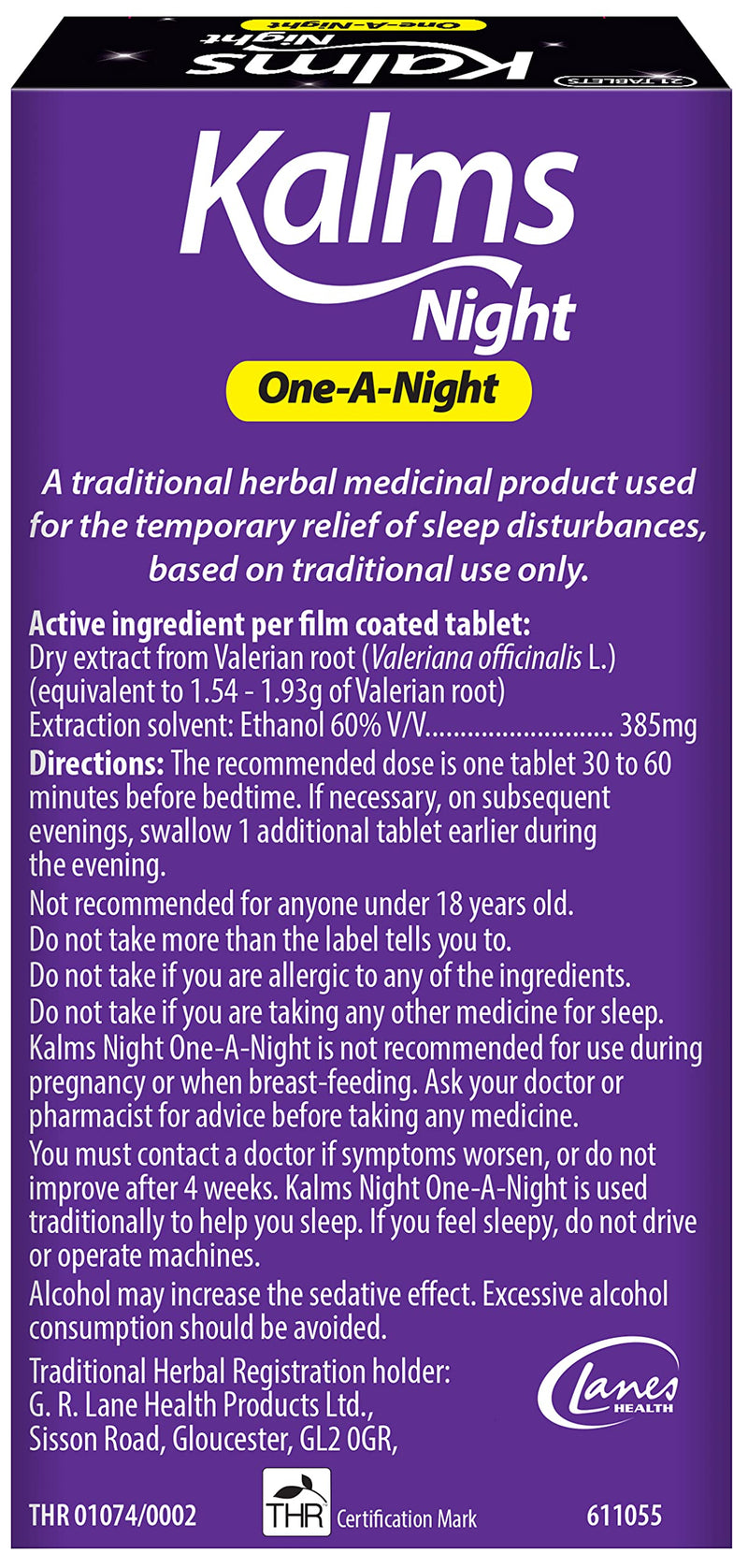 [Australia] - Kalms Night One-a-Night 21 Tablets - Traditional Herbal Medicinal product used for the temporary relief of sleep disturbances. One tablet a night dose. 
