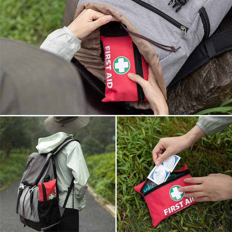 [Australia] - 110 Pieces Small First Aid Kit - Includes Emergency Foil Blanket, Scissors for Travel, Home, Office, Vehicle, Camping, Workplace & Outdoor (Red) 110 Pieces 