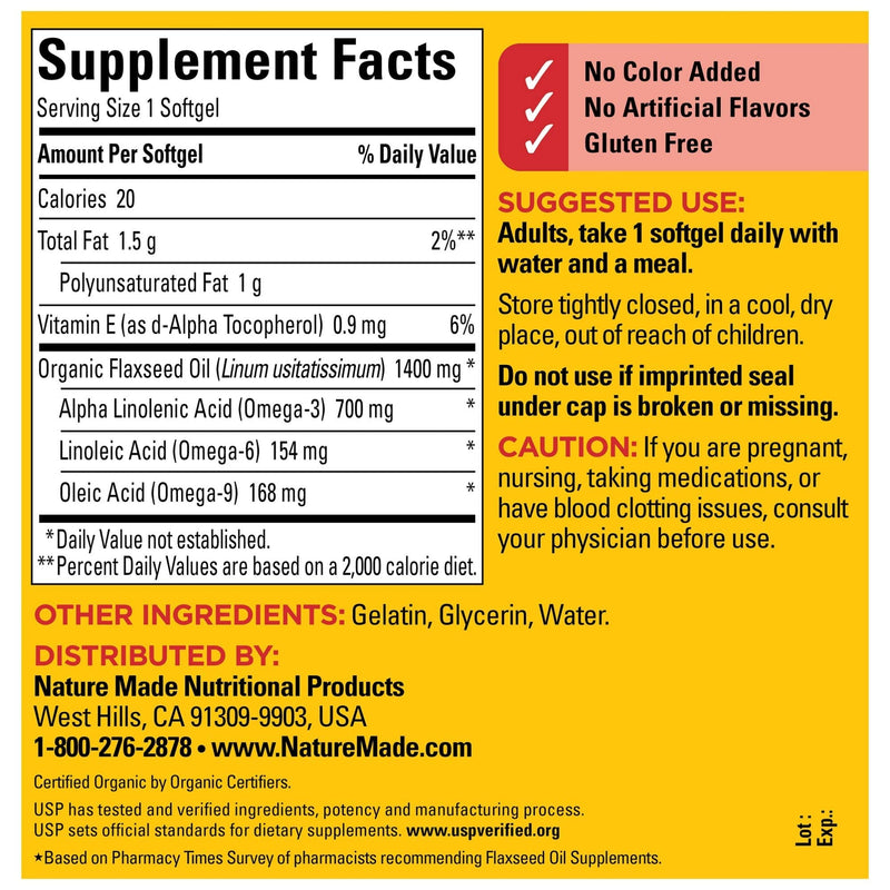 [Australia] - Nature Made Flaxseed Oil 1400 mg Softgels, 100 Count for Heart Health Support 100 Count (Pack of 1) 