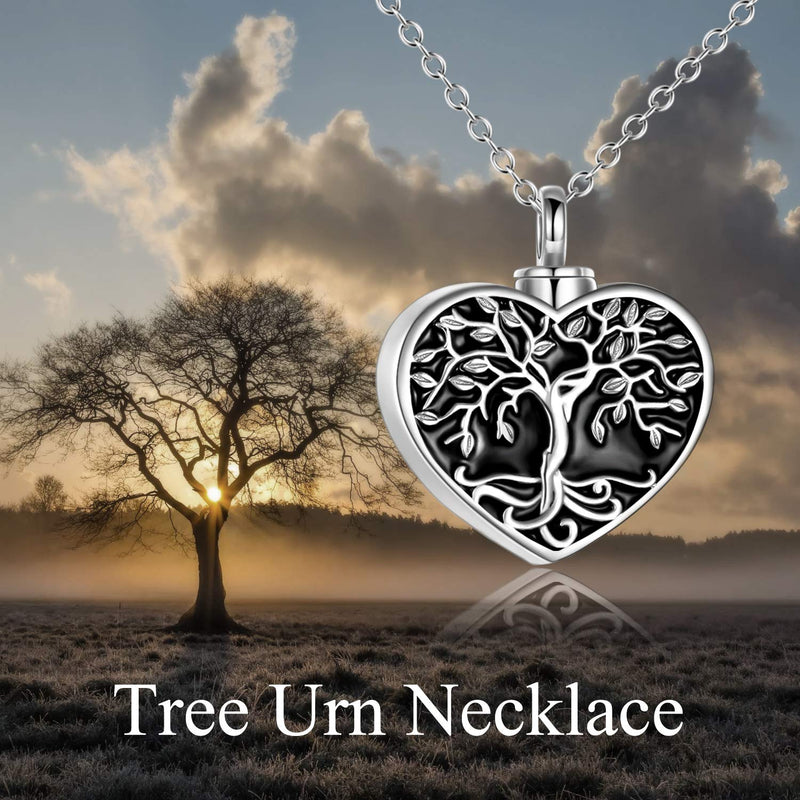 [Australia] - ONEFINITY Sterling Silver Tree of Life Cremation Urn Necklaces for Ashes Heart Memory Jewelry for Women Men Gift 