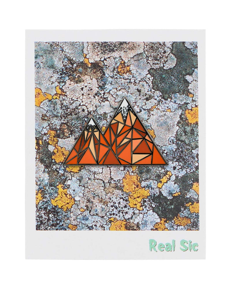 [Australia] - Real Sic Geometric Mountain Enamel Pin - Lapel Pin Series - Unisex Metal Pin for Bags, Shirts and Backpacks Orange 