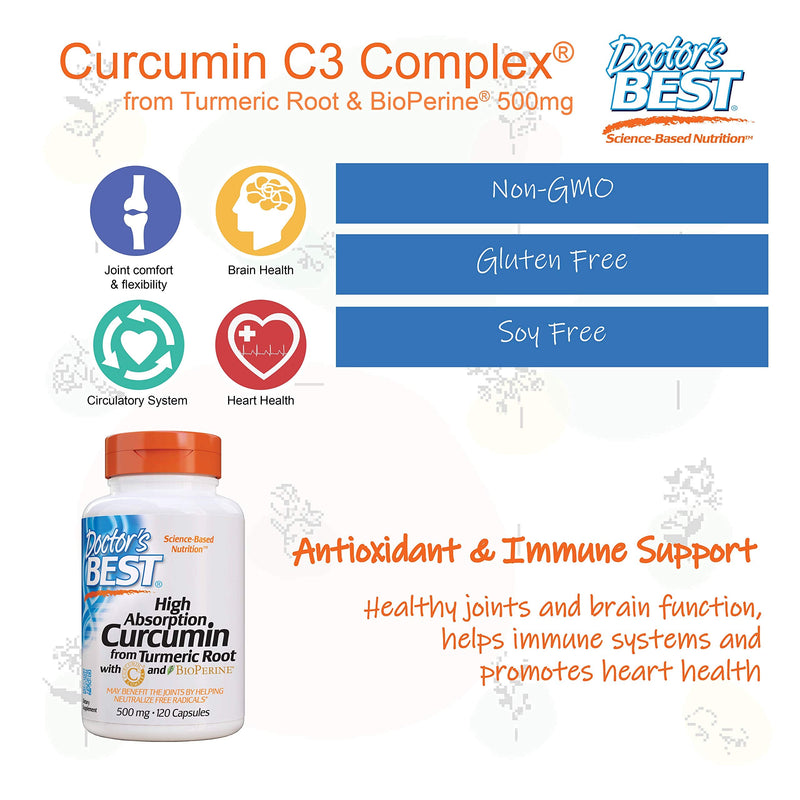 [Australia] - Doctor's Best DRB-00107 High Absorption Curcumin From Turmeric Root with C3 Complex & BioPerine 500mg (120 Capsules) 