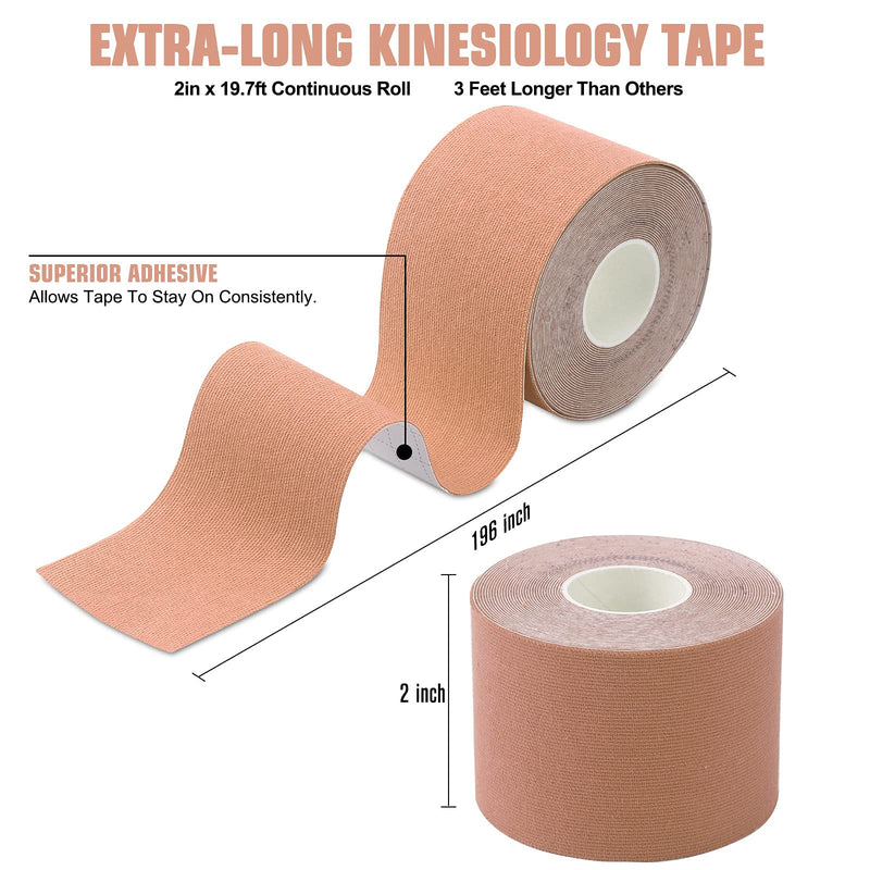 [Australia] - Kinesiology Tape (3 Uncut Roll) Kinetic Tape 16.4 ft Waterproof Athletic Sports Tape Physio Tape for Knees, Shoulder, Ankles, Elbow, Pain Relief,Joint Support (Beige) (3 Rolls) Beige 