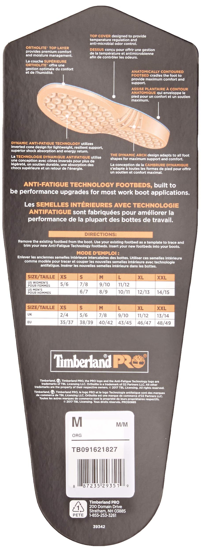 [Australia] - Timberland PRO Men's Anti-Fatigue Technology Replacement Insole X-Small/5-6 M US Orange 