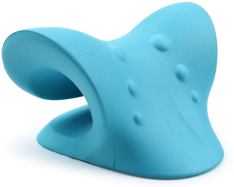 [Australia] - Neck and Shoulder Relaxer, Cervical Traction Device for TMJ Pain Relief and Cervical Spine Alignment, Chiropractic Pillow Neck Stretcher(Blue) Blue 