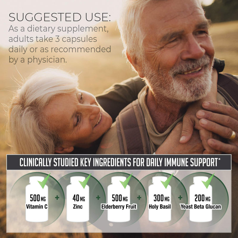 [Australia] - NDS Nutrition Advanced Immune Booster – Comprehensive Immune Support Supplement for Adults with Elderberry, Vitamin C, Vitamin D, Zinc and 5 Billion CFU Probiotic - Herbal Immune Defense (90 Capsules) 