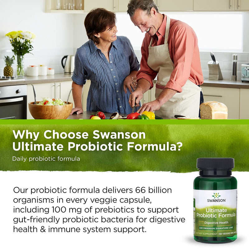 [Australia] - Swanson Ultimate Probiotic Formula Digestive Health Immune System Support 66 Billion CFU Prebiotic NutraFlora scFOS 30 DRcaps Veggie Capsules (Caps) 1 