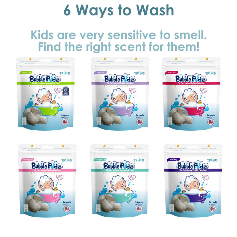[Australia] - TruKid Soothing Skin (Eczema) Bubble Podz for Baby & Kids, Calming Bubble Bath for Sensitive & Soft Skin, pH Balanced for Eye Sensitivity, Wellness Bubble Bath for Sensitive & Dry Skin, Enriched with Colloidal Oatmeal, and Alantoin, Eases Itchy Skin, U... 