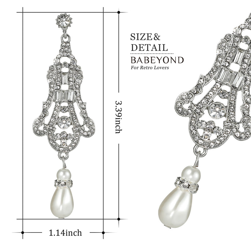 [Australia] - BABEYOND 1920s Flapper Art Deco Gatsby Earrings 20s Flapper Gatsby Accessories Vintage Wedding Dangle Pearl Earrings Style 2 