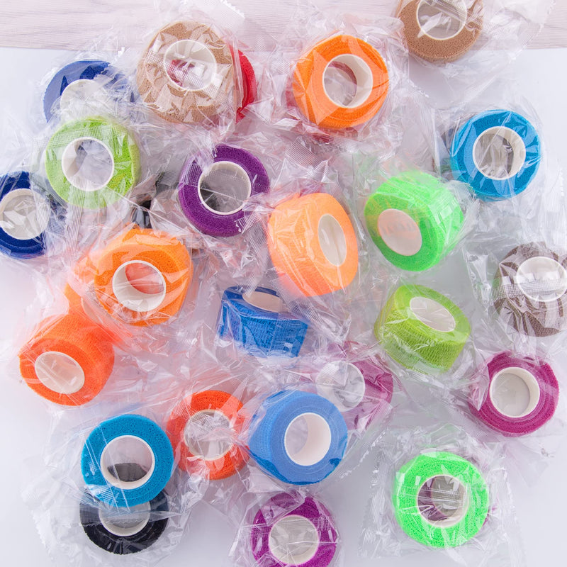 [Australia] - BQTQ 30 Rolls Cohesive Bandage 1 Inch Self Adherent Sport Wrap Tape Breathable Athletic Tape for Human and Animals Ankle Sprains Swelling, Assorted Colour 