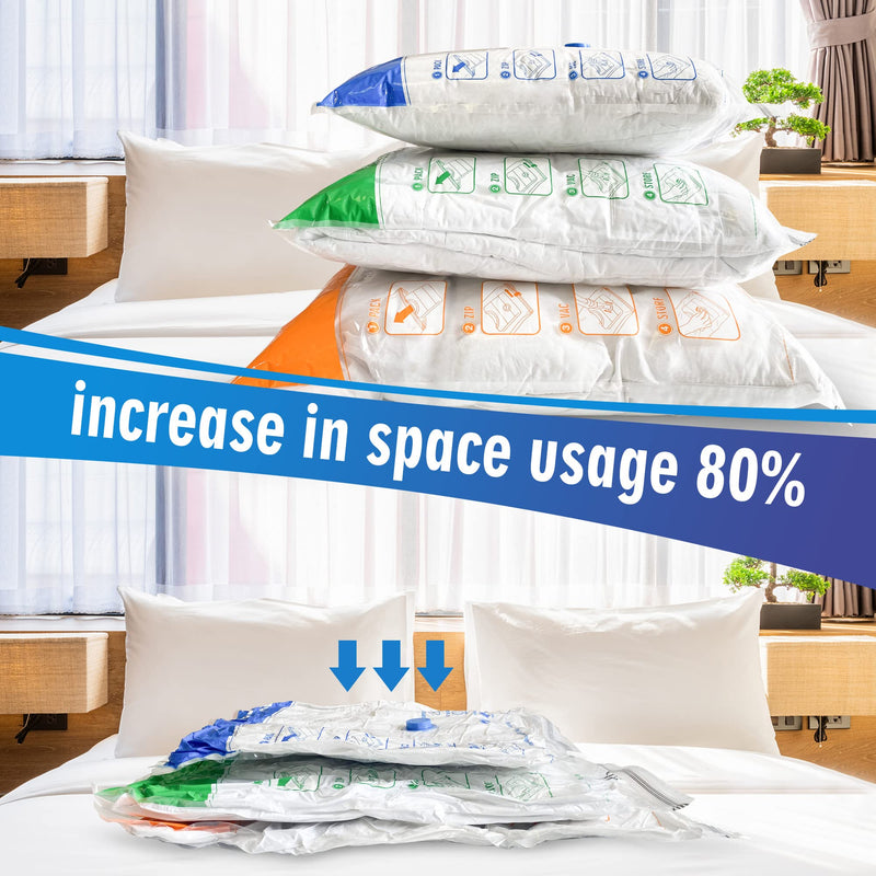 [Australia] - STORAGE MASTER Space Saver Bags for Travel and Home Reusable Vacuum Storage Bags Save 80% More Storage Space Work with Vacuum Cleaner (9 Combo) 9 Pack C 