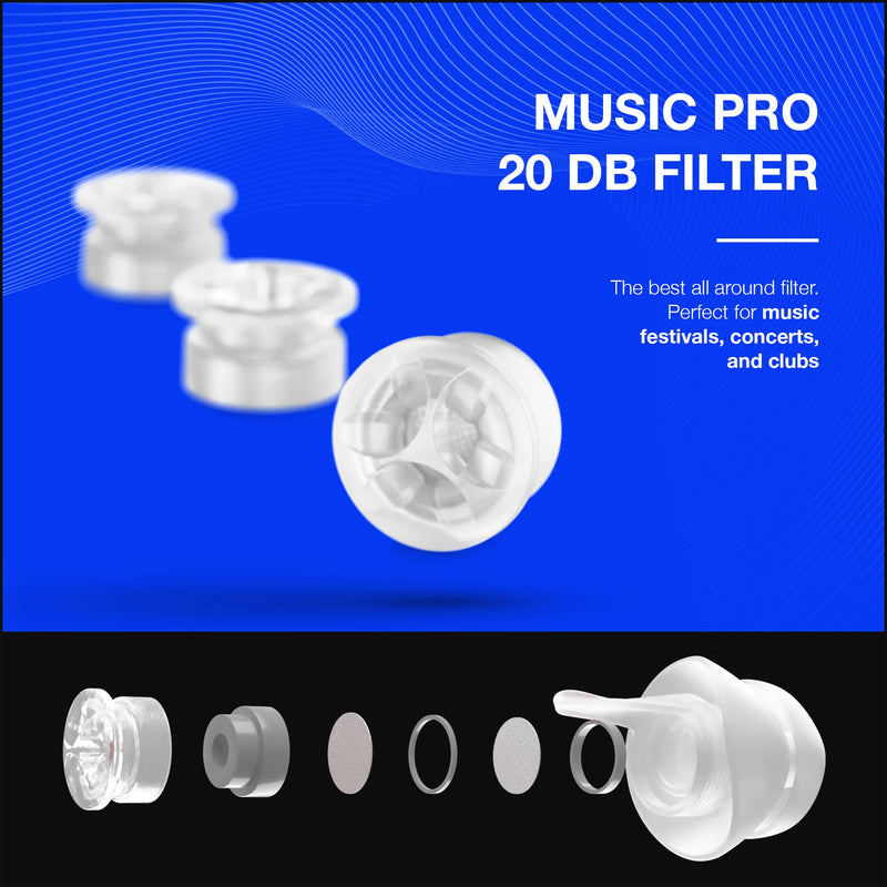 [Australia] - EARPEACE PRO High Fidelity Music Earplugs for Concerts and Events – Reusable Musician and Drummer Hearing Protection Earplugs – Patented Noise Reduction Up to 20dB, Silver Case Music - PRO 